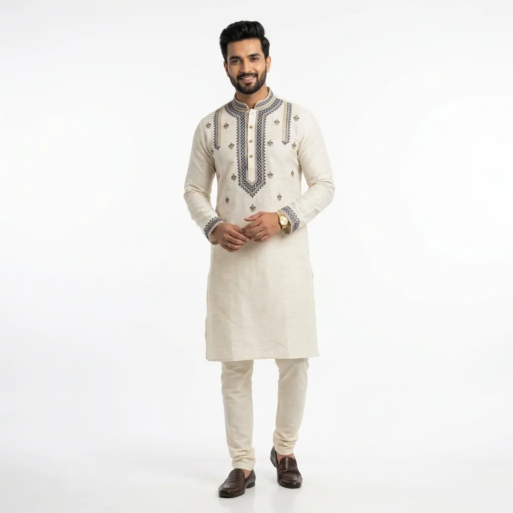 Embroidered Cotton Kurta